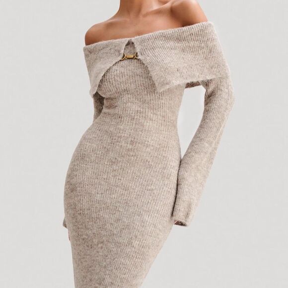 ✨Blithe LA Maxi Dress Sweater Beige Sz Small Dress✨ - Picture 6 of 12